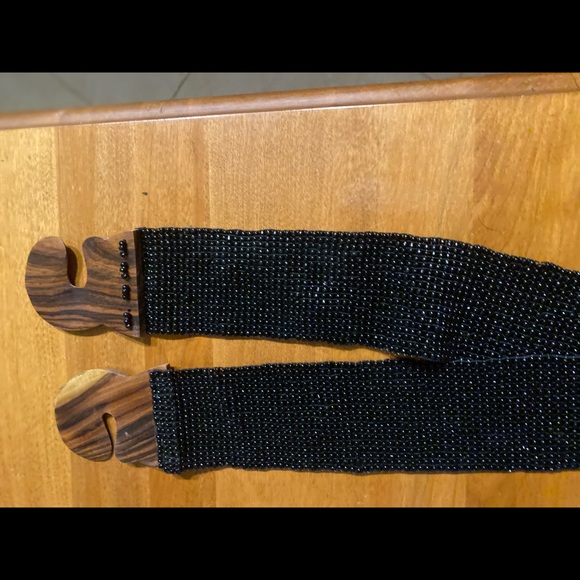 Black stretch beaded belt large - Picture 2 of 4
